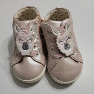 Born Girls 5 Bailey Mika Pink Silver Side Zipper Lace Low Top Shoes Sparkle Lama